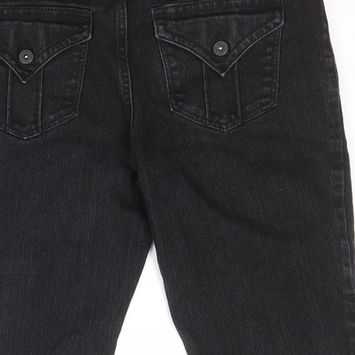 Vera Womens Black Cotton Skimmer Shorts Size XL Regular Zip