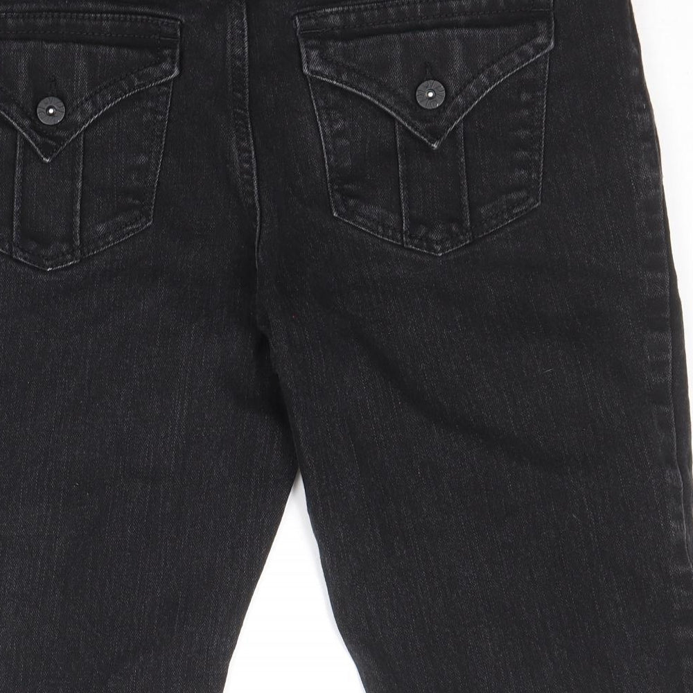 Vera Womens Black Cotton Skimmer Shorts Size XL Regular Zip