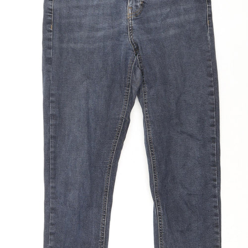 Topshop Womens Blue Cotton Skinny Jeans Size 28 in Regular Zip