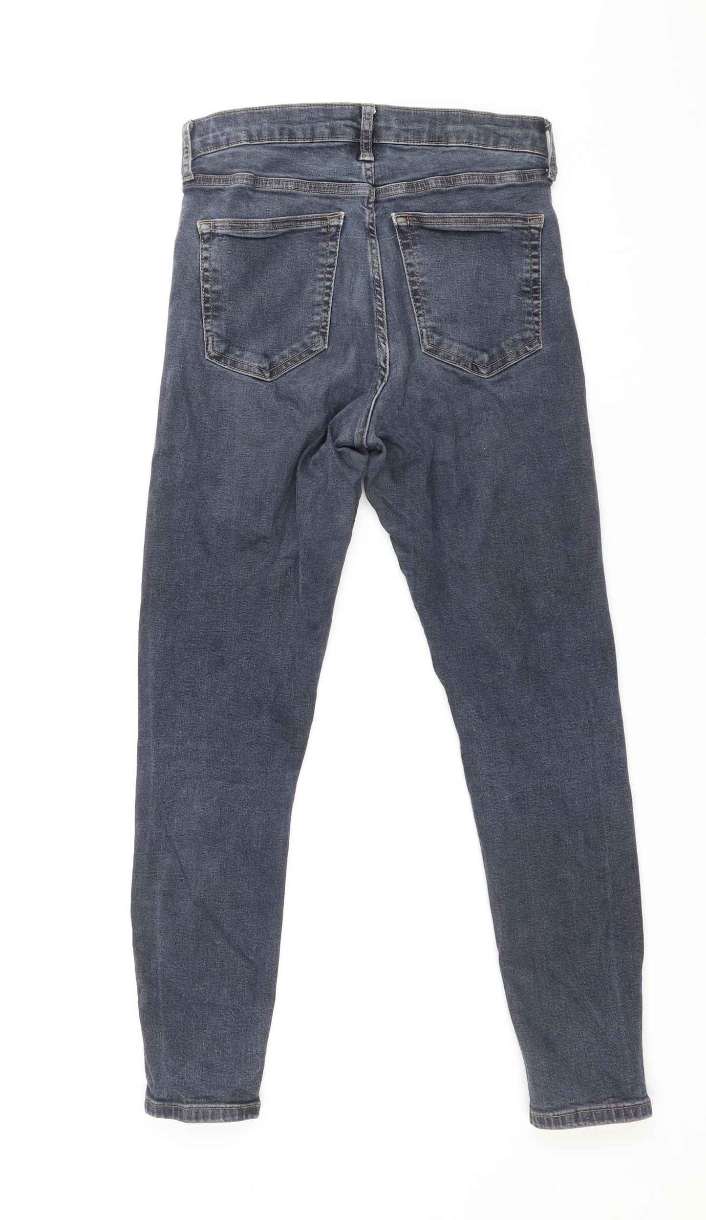 Topshop Womens Blue Cotton Skinny Jeans Size 28 in Regular Zip
