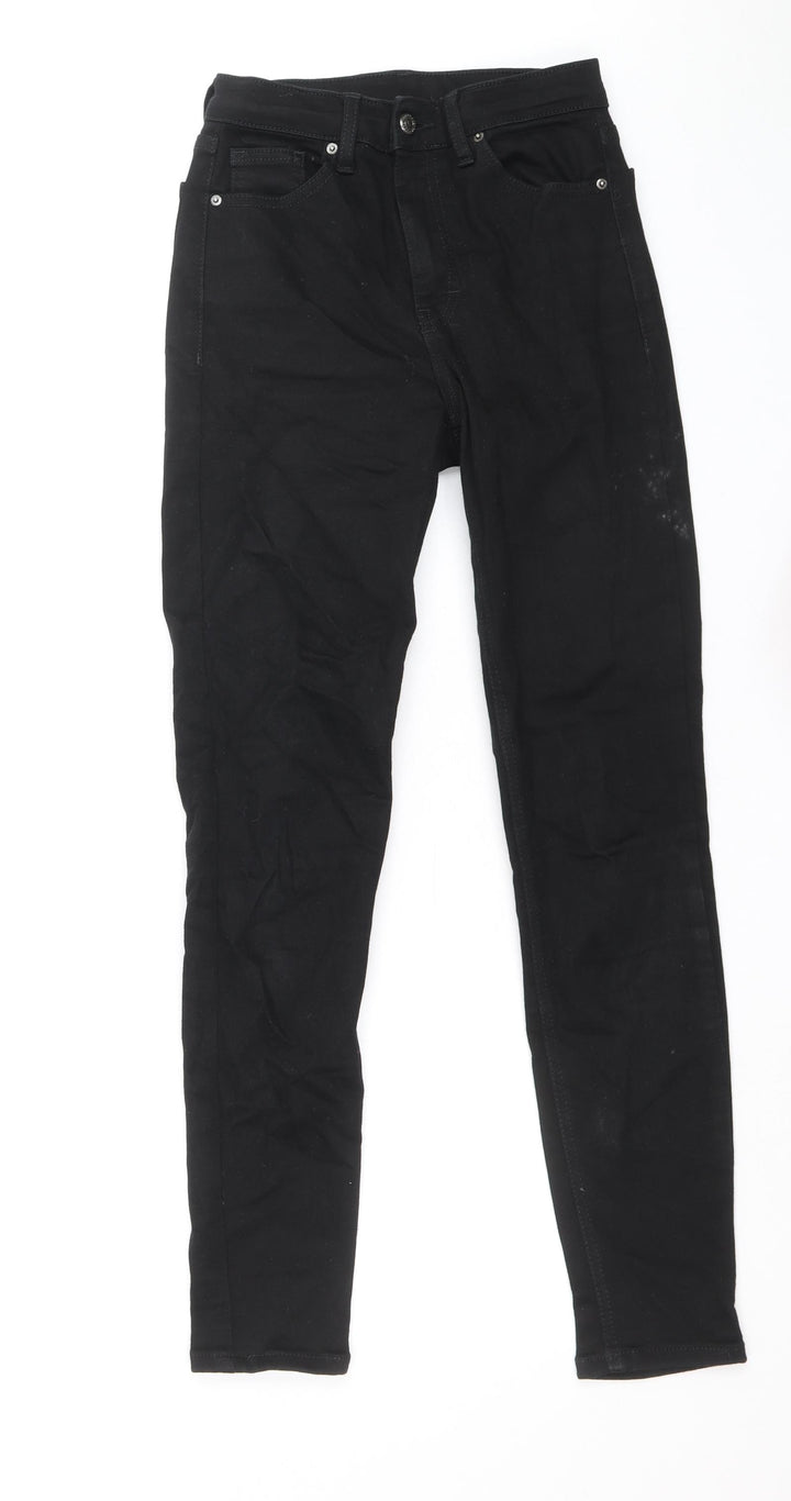 Topshop Womens Black Cotton Skinny Jeans Size 25 in Regular Zip