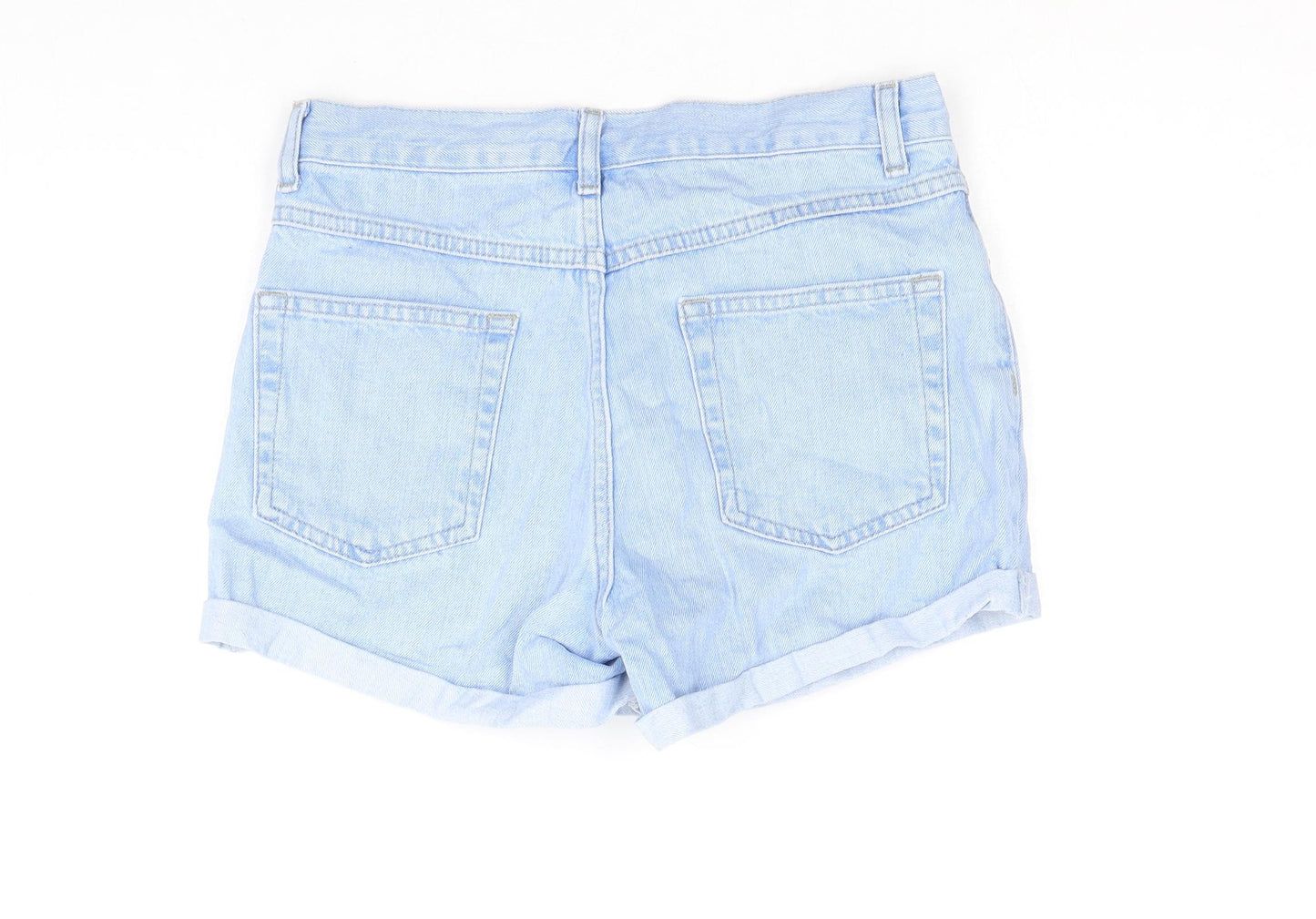 Topshop Womens Blue Cotton Mom Shorts Size 8 Regular Zip