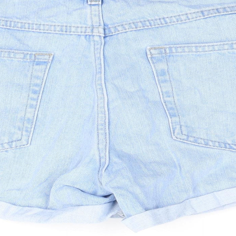 Topshop Womens Blue Cotton Mom Shorts Size 8 Regular Zip