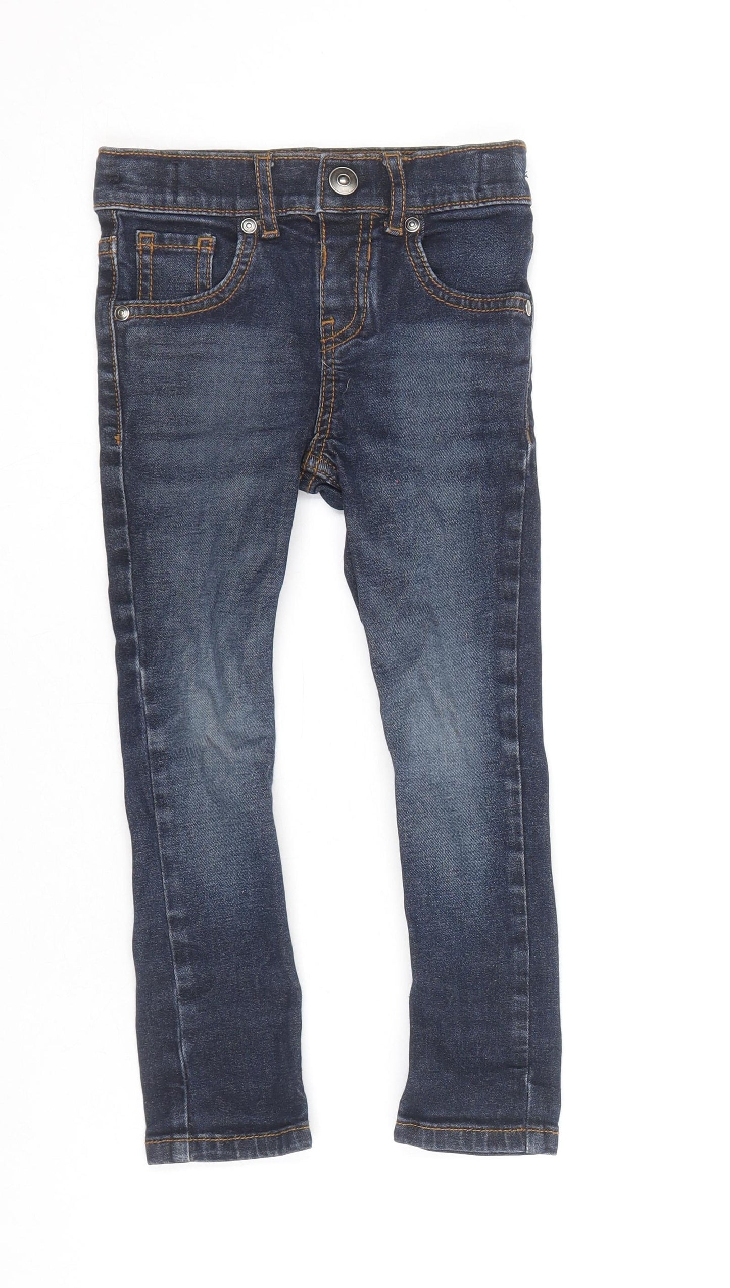 TU Boys Blue Cotton Skinny Jeans Size 2-3 Years Regular Snap