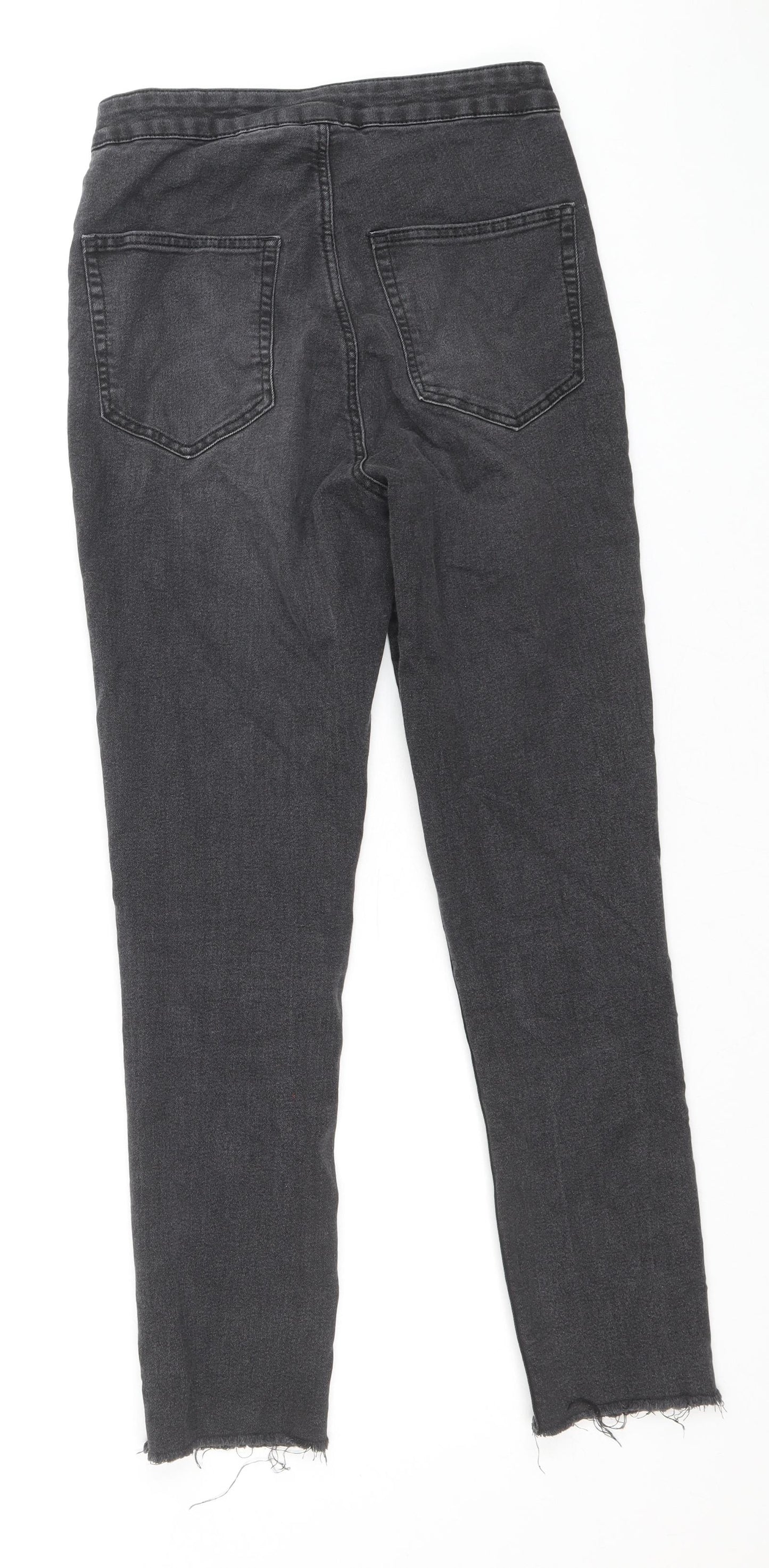 Divided by H&M Womens Black Cotton Straight Jeans Size 8 Regular Zip