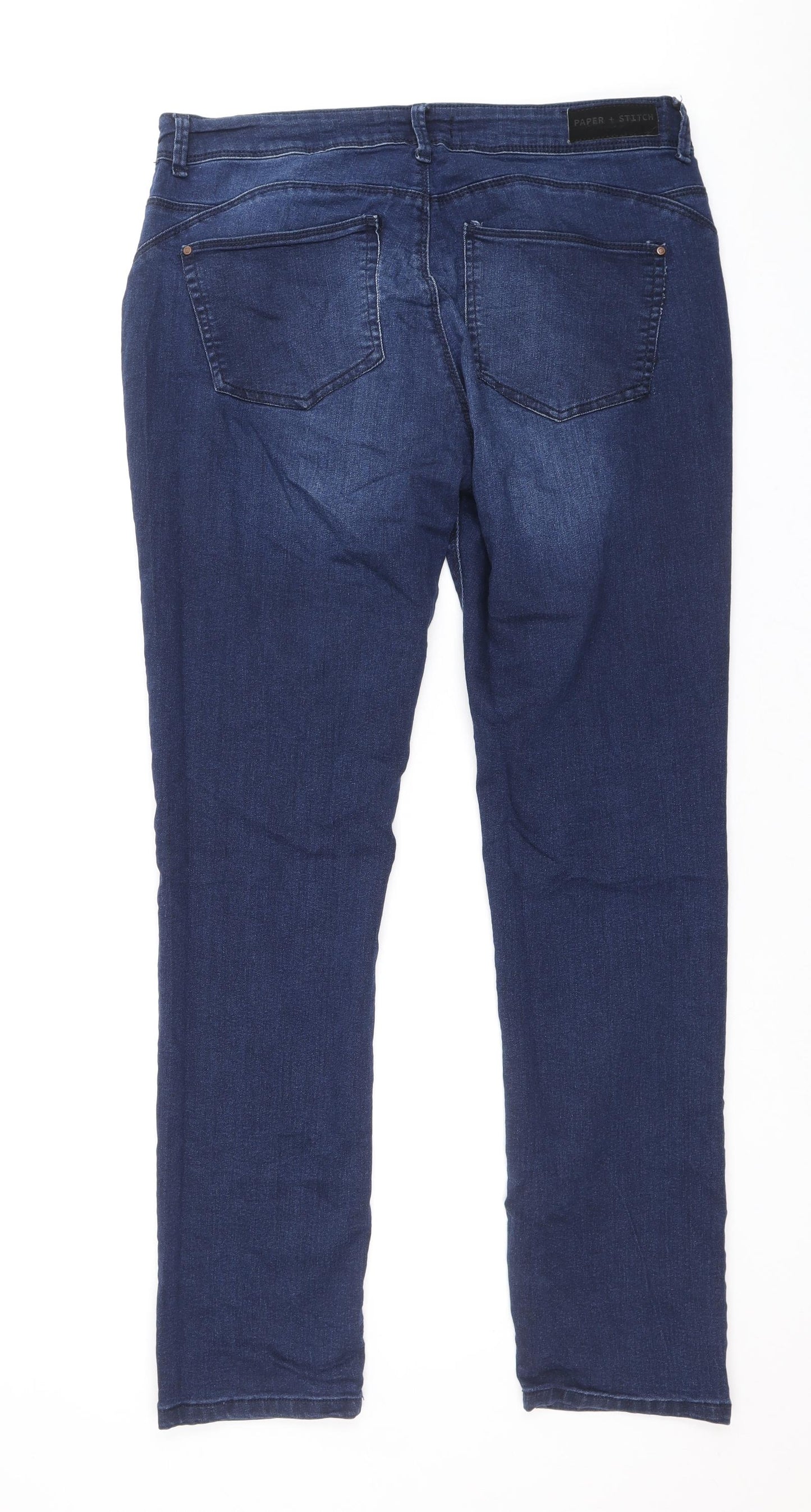 Paper + Stitch Womens Blue Cotton Straight Jeans Size 34 in Regular Zip