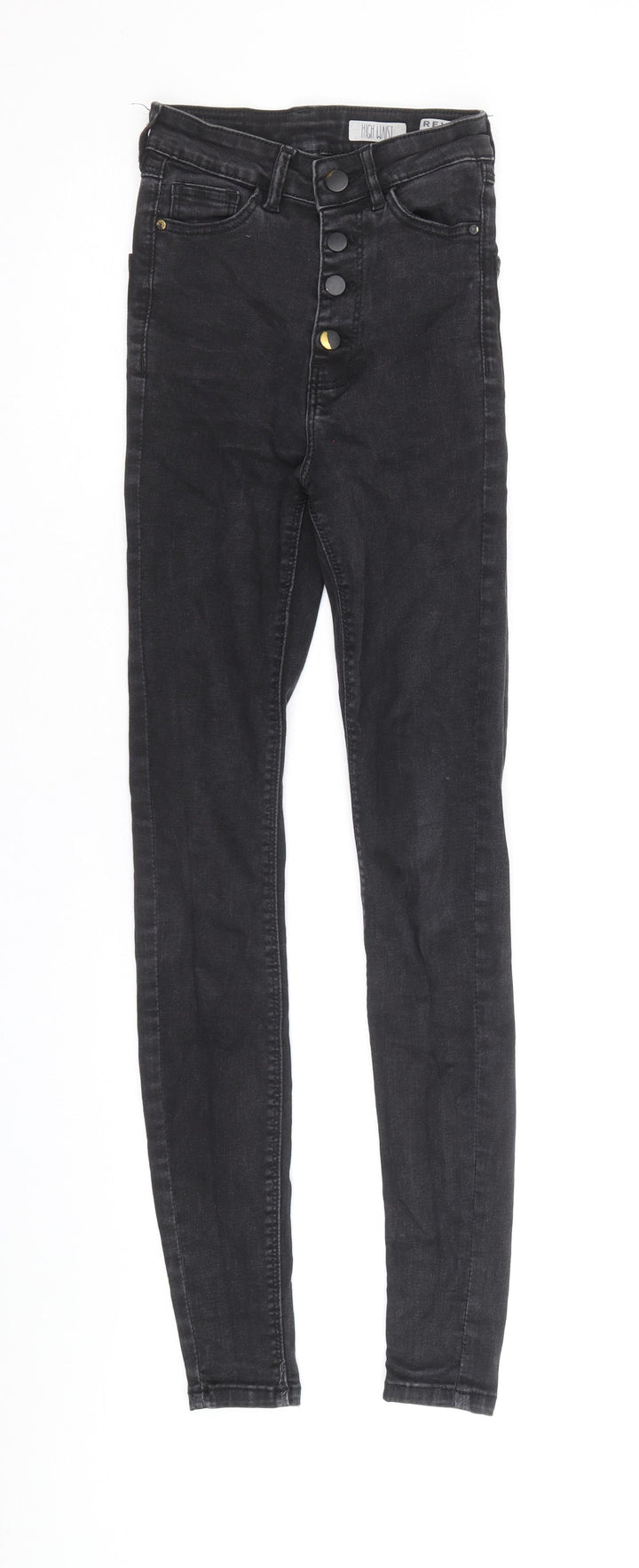 Review Womens Black Cotton Skinny Jeans Size 25 in Regular Button