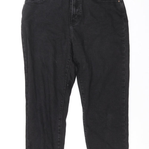 Denim & Co. Womens Black Cotton Straight Jeans Size 14 Regular Zip