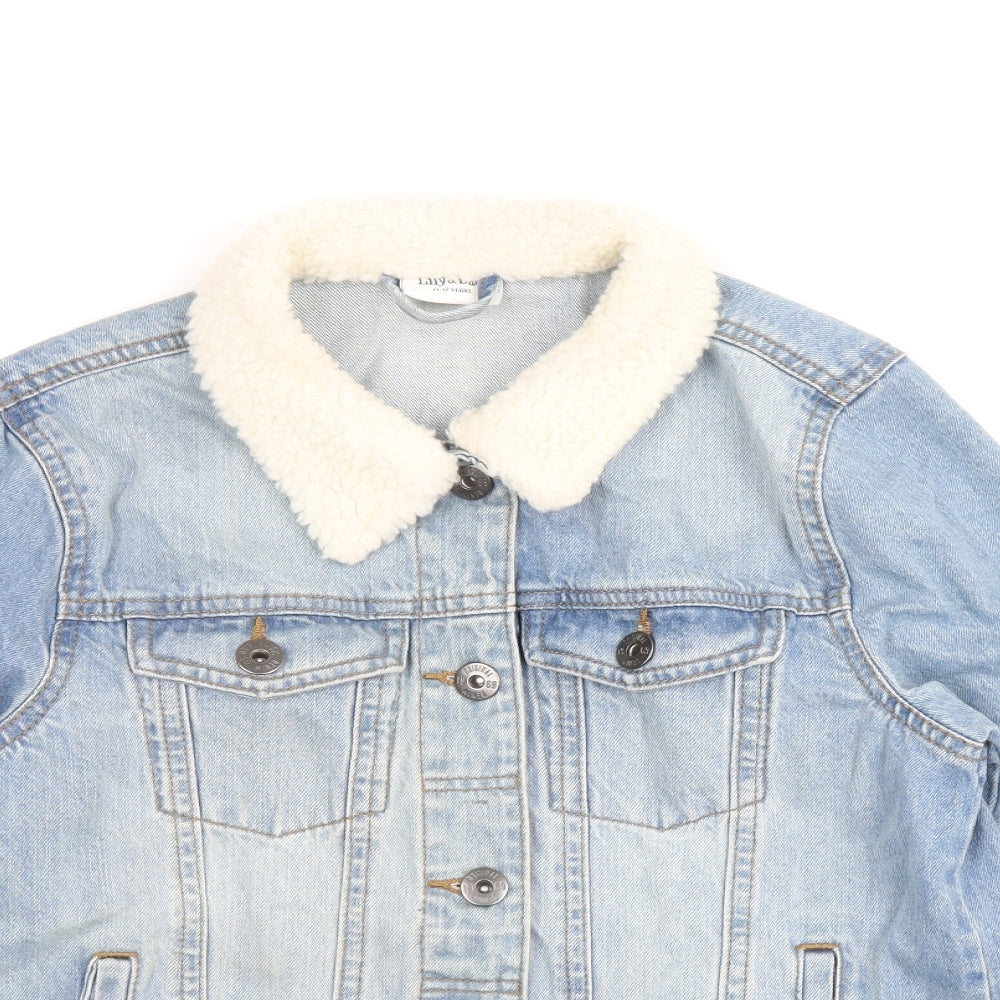 Lily & Dan Boys Blue Basic Jacket Jacket Size 11-12 Years Button