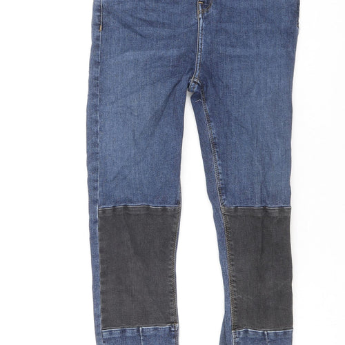 Topshop Womens Blue Cotton Skinny Jeans Size 28 in Regular Zip