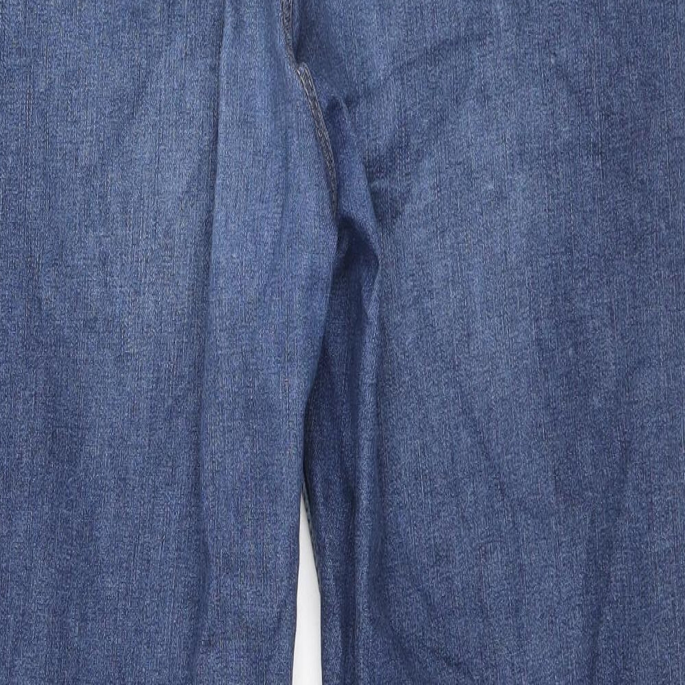 Marks and Spencer Womens Blue Cotton Skinny Jeans Size 18 Regular Zip - Short Length