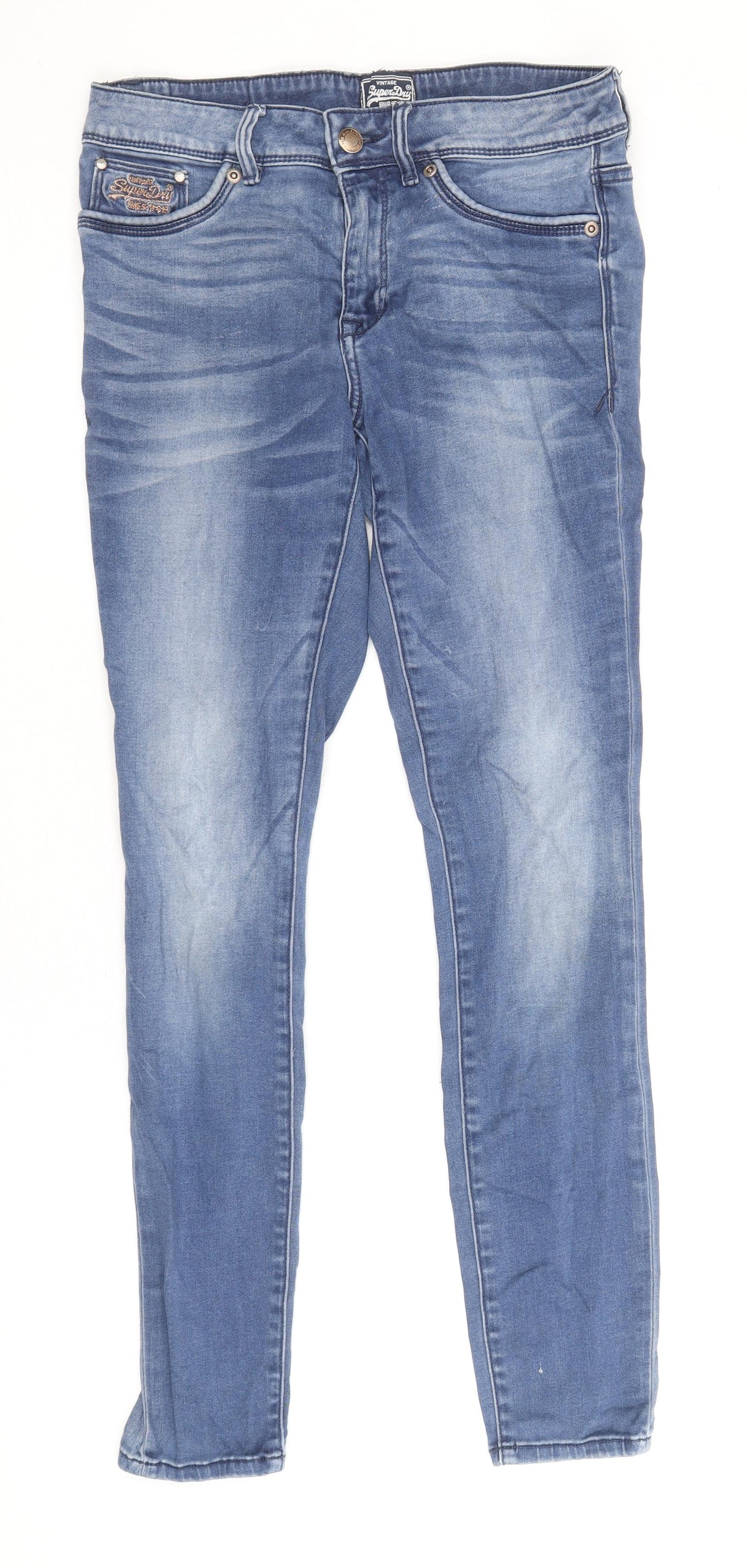 Superdry Womens Blue Cotton Skinny Jeans Size 30 in Regular Zip