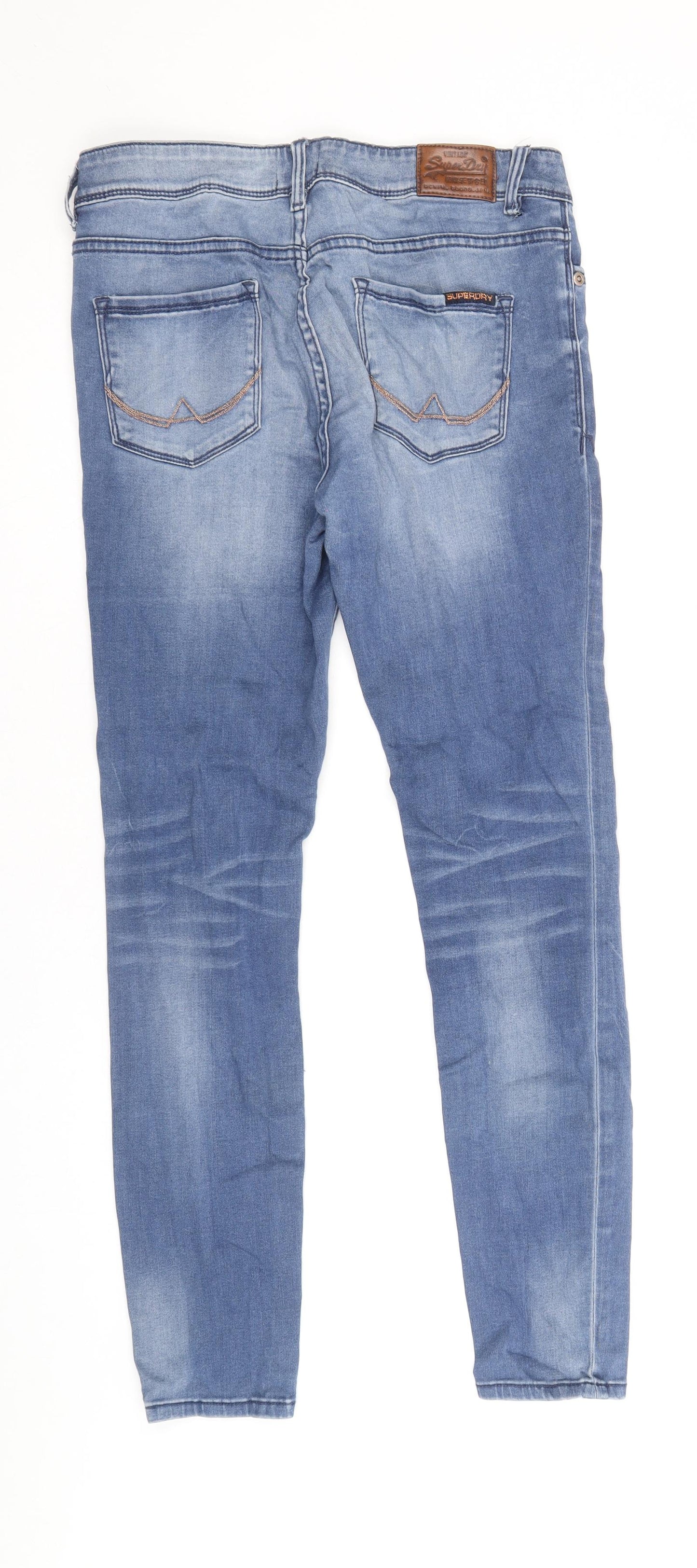 Superdry Womens Blue Cotton Skinny Jeans Size 30 in Regular Zip