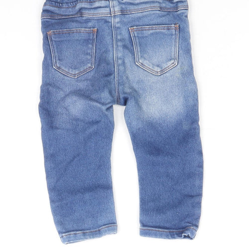 NEXT Girls Blue Cotton Jogger Jeans Size 9-12 Months L50 cm Drawstring