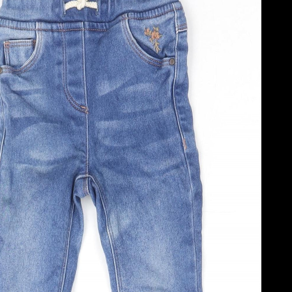 NEXT Girls Blue Cotton Jogger Jeans Size 9-12 Months L50 cm Drawstring