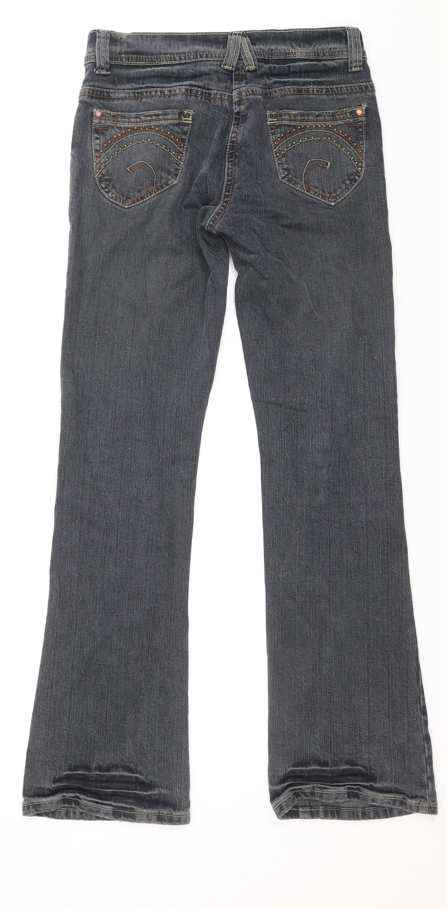 TU Womens Black Cotton Flared Jeans Size 8 Regular Zip