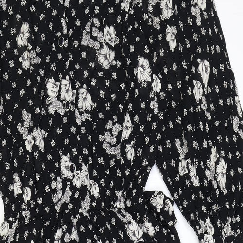 Options at Austiun Reed Womens Black Floral Viscose Pencil Dress Size 12 Round Neck Button - Peplum
