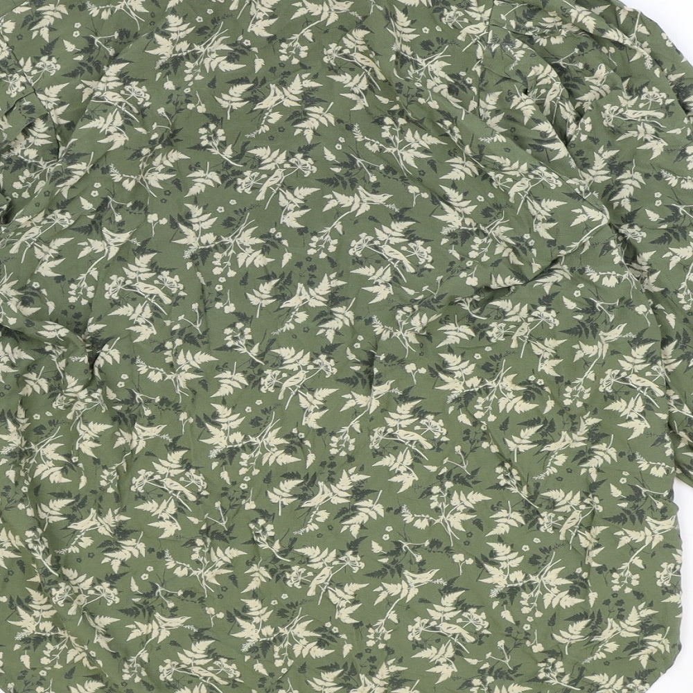 NEXT Womens Green Geometric Viscose Basic Button-Up Size 12 Collared