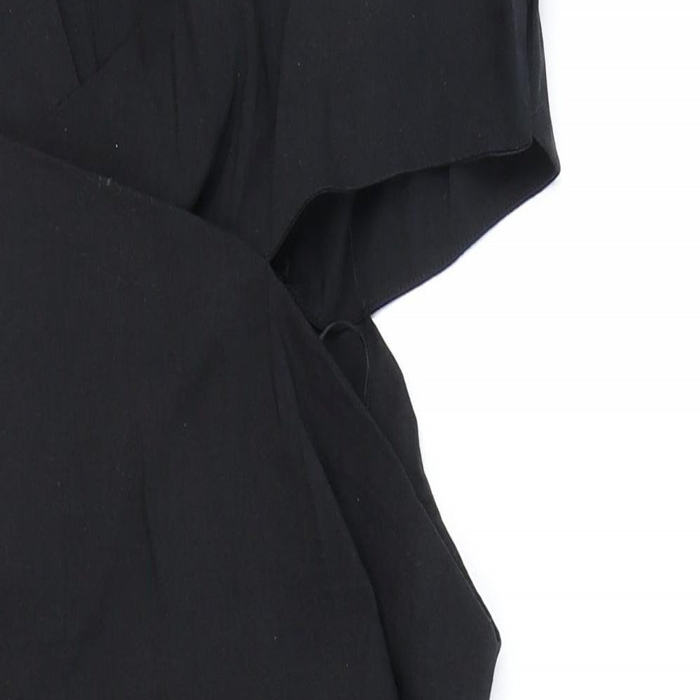Zara Womens Black Linen Mini Size M V-Neck Zip