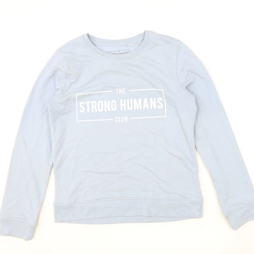 The Strong Human Club Womens Blue Cotton Pullover Sweatshirt Size M Pullover