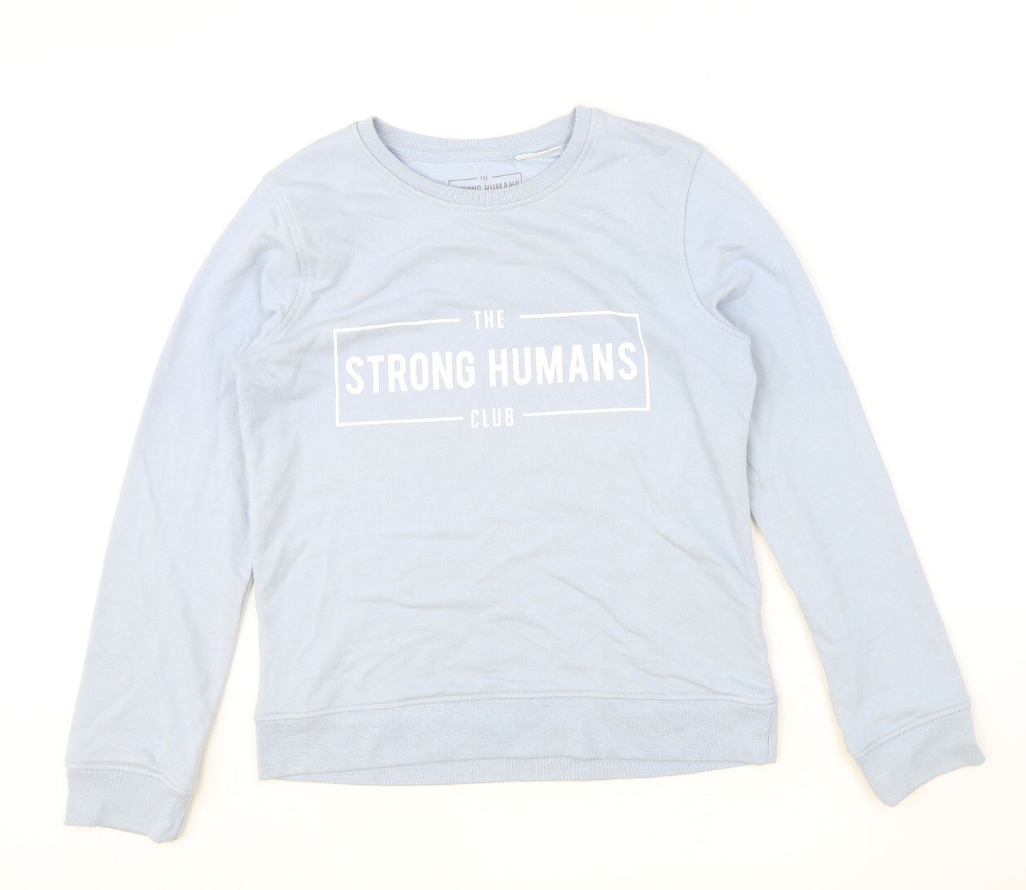 The Strong Human Club Womens Blue Cotton Pullover Sweatshirt Size M Pullover