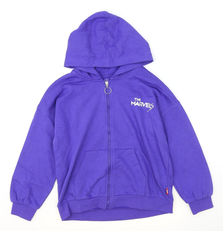 Marks and Spencer Boys Blue Cotton Full Zip Hoodie Size 10-11 Years Zip - The Marvels
