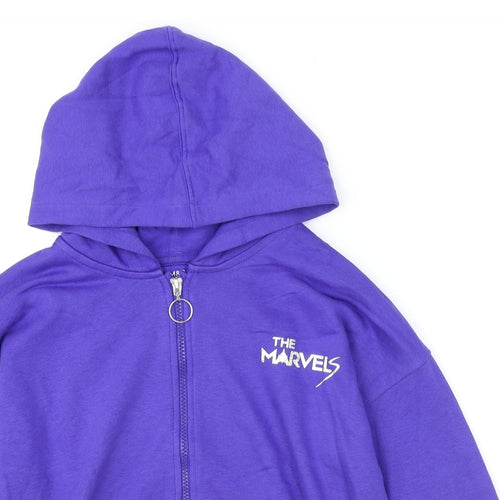Marks and Spencer Boys Blue Cotton Full Zip Hoodie Size 10-11 Years Zip - The Marvels