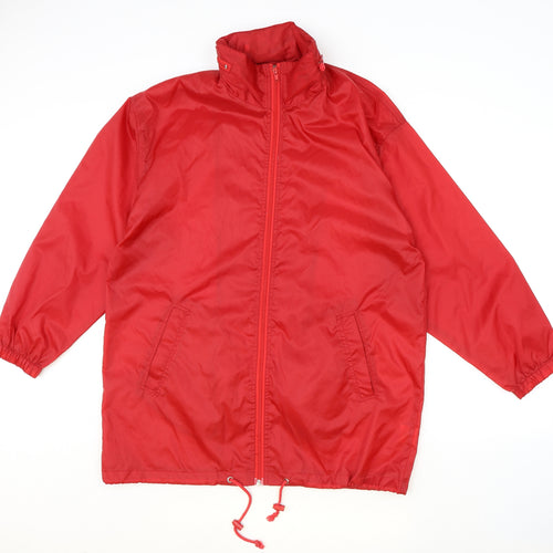 Casual Collection Womens Red Rain Coat Jacket Size M Zip