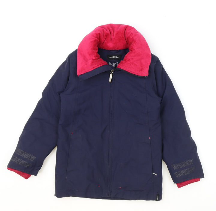 DECATHLON Girls Blue Basic Coat Coat Size 6 Years Zip