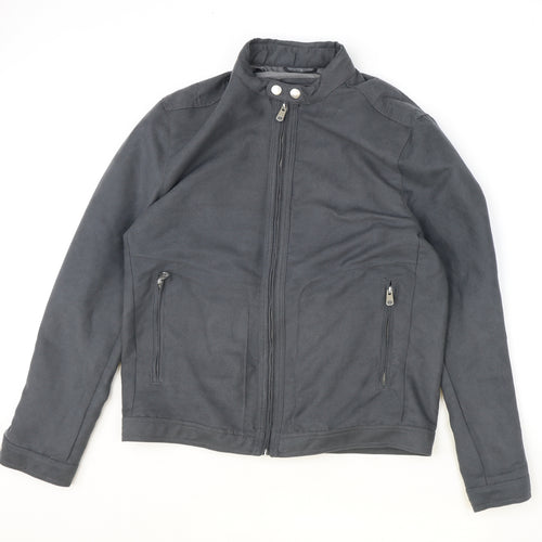 Marks and Spencer Womens Grey Biker Jacket Size M Zip