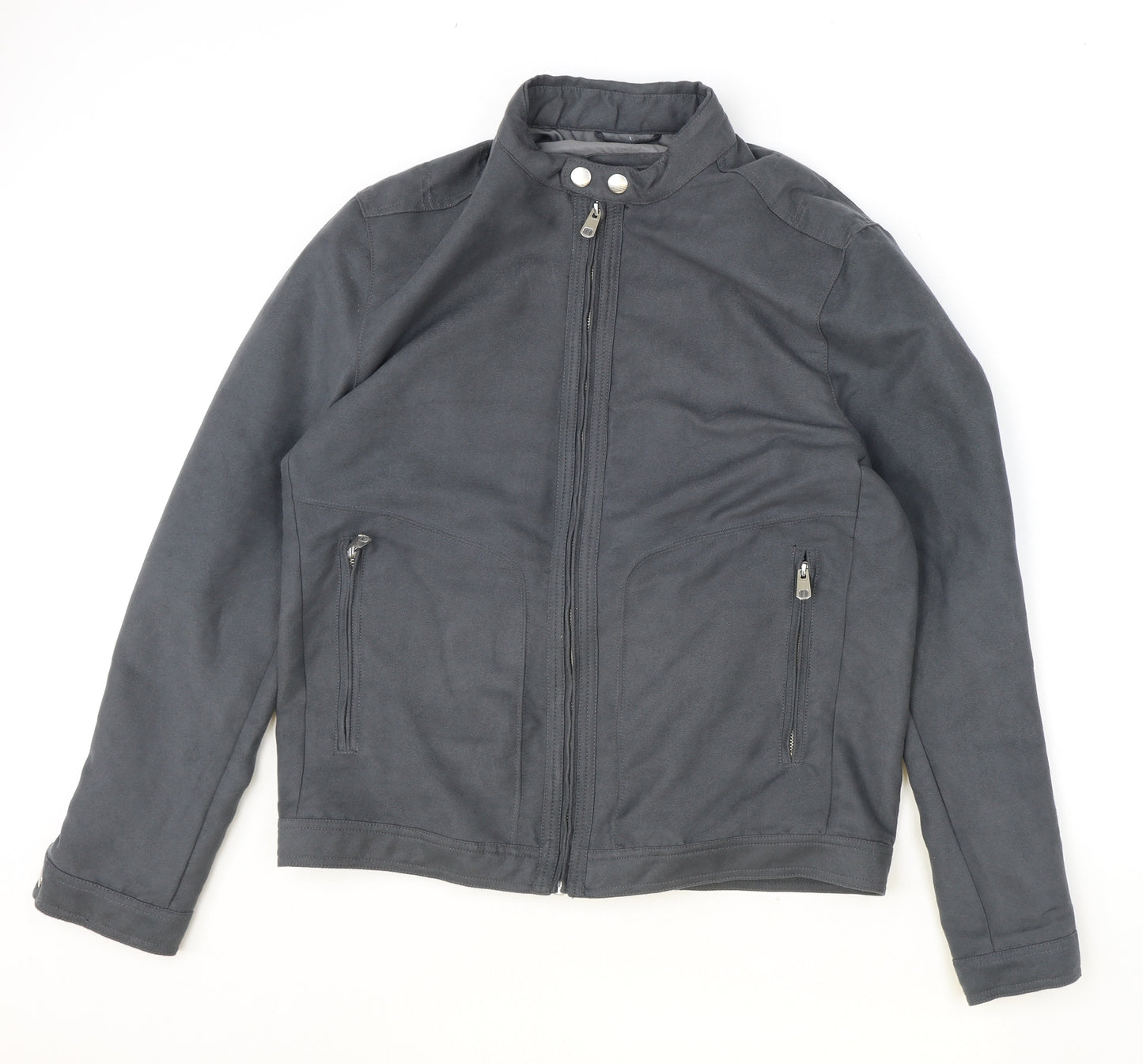 Marks and Spencer Womens Grey Biker Jacket Size M Zip