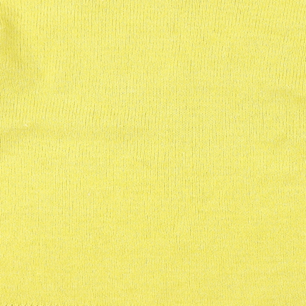 TU Womens Yellow Round Neck Floral Acrylic Pullover Jumper Size 16
