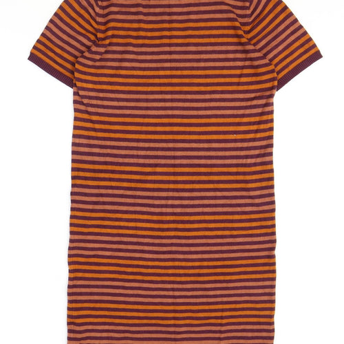 First and I Womens Red Striped Viscose Jumper Dress Size L Round Neck Pullover
