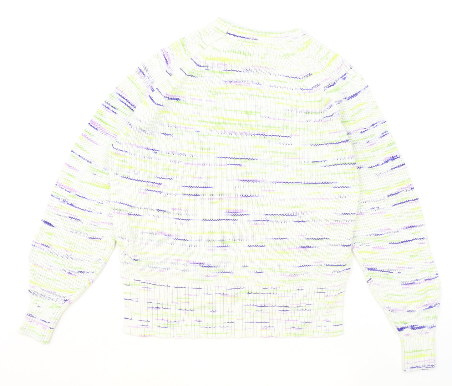 Marks and Spencer Womens Multicoloured Round Neck Striped Cotton Pullover Jumper Size L