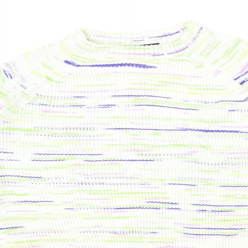 Marks and Spencer Womens Multicoloured Round Neck Striped Cotton Pullover Jumper Size L