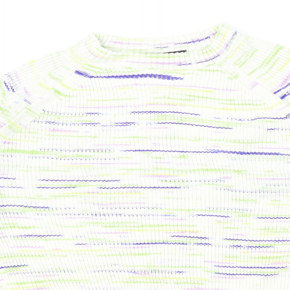 Marks and Spencer Womens Multicoloured Round Neck Striped Cotton Pullover Jumper Size L