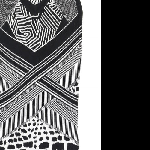 Marks and Spencer Womens Black Geometric Acrylic A-Line Size 8 V-Neck Pullover