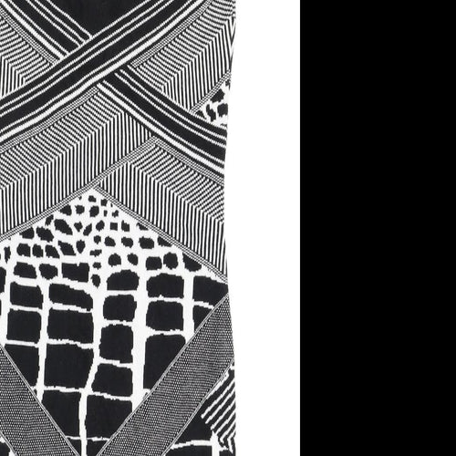 Marks and Spencer Womens Black Geometric Acrylic A-Line Size 8 V-Neck Pullover