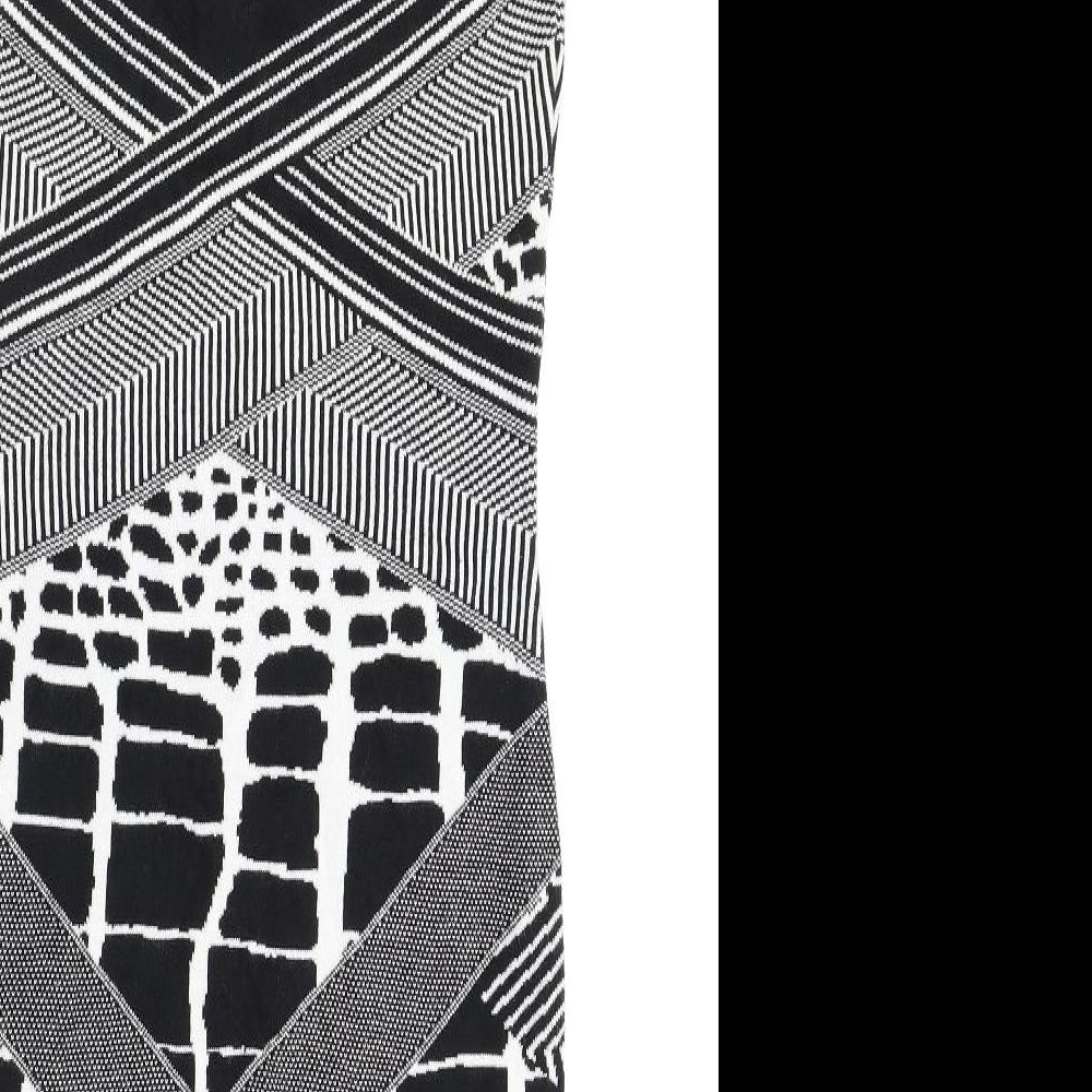 Marks and Spencer Womens Black Geometric Acrylic A-Line Size 8 V-Neck Pullover