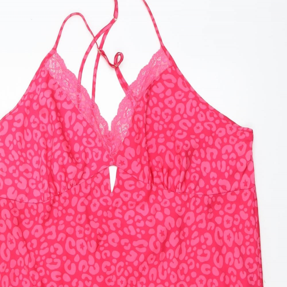 Marks and Spencer Womens Pink Animal Print Polyester Top Dress Size 22 - Leopard Pattern