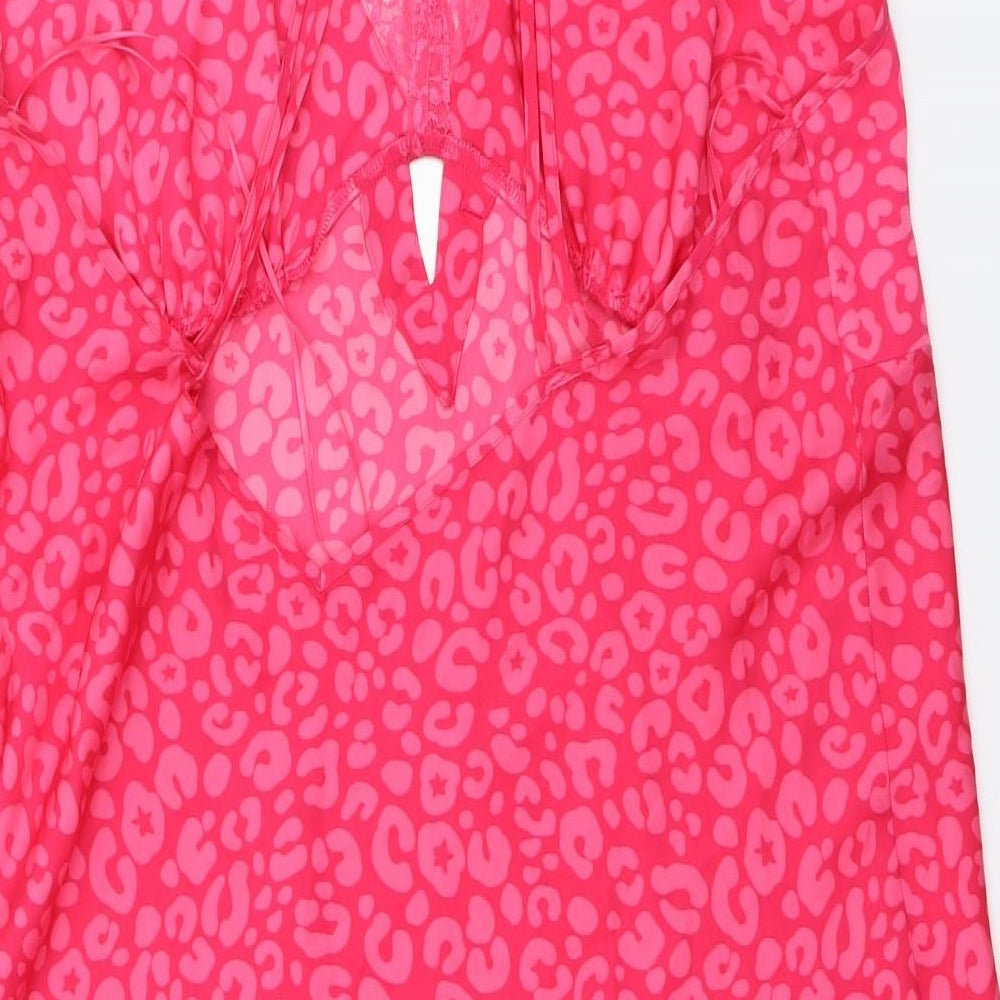 Marks and Spencer Womens Pink Animal Print Polyester Top Dress Size 22 - Leopard Pattern