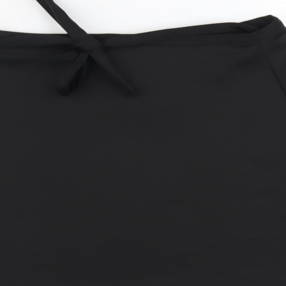 PRETTYLITTLETHING Womens Black Polyester Wrap Skirt Size 14 Tie