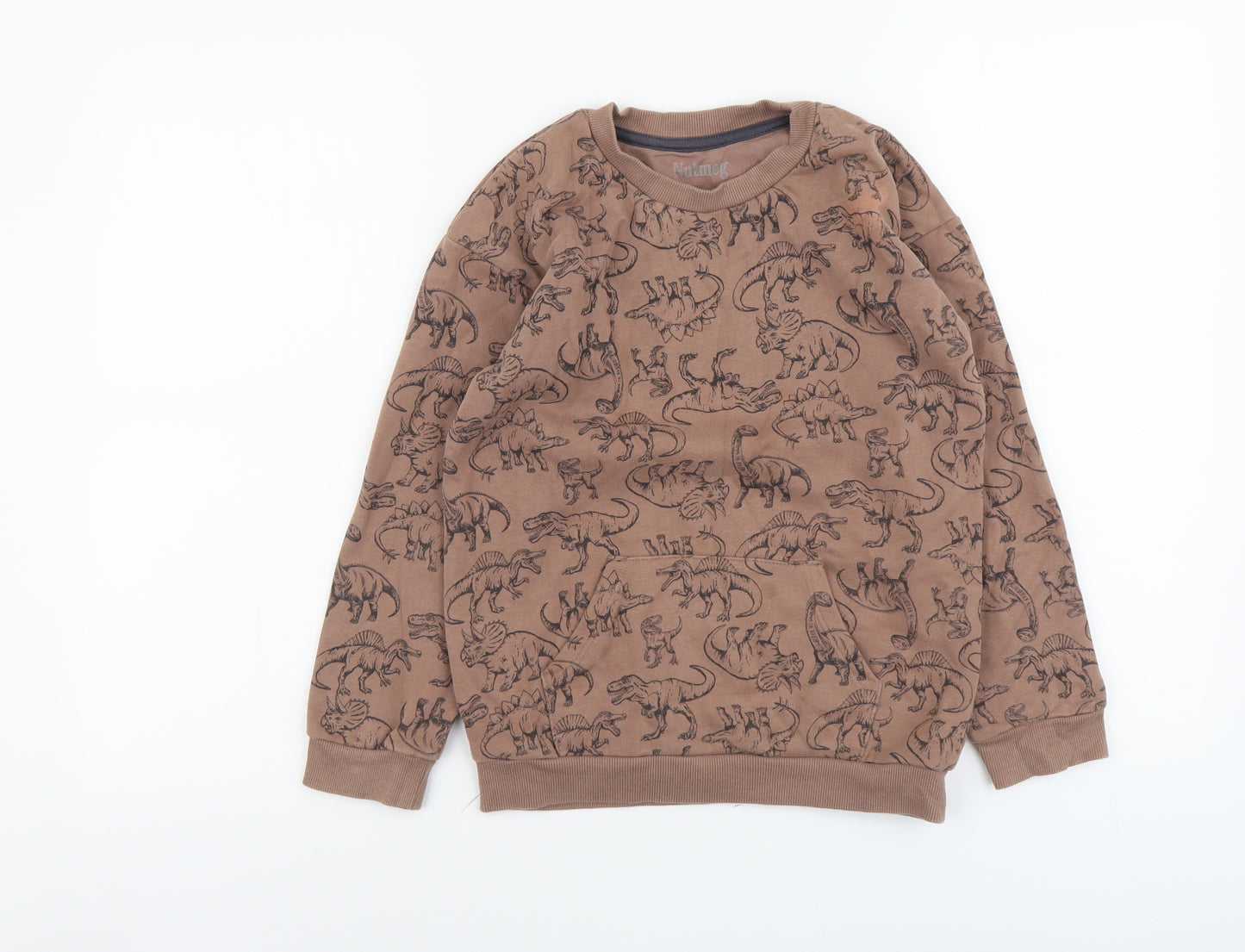 Nutmeg Boys Brown Geometric Cotton Pullover Sweatshirt Size 9-10 Years Pullover - Dinosaur