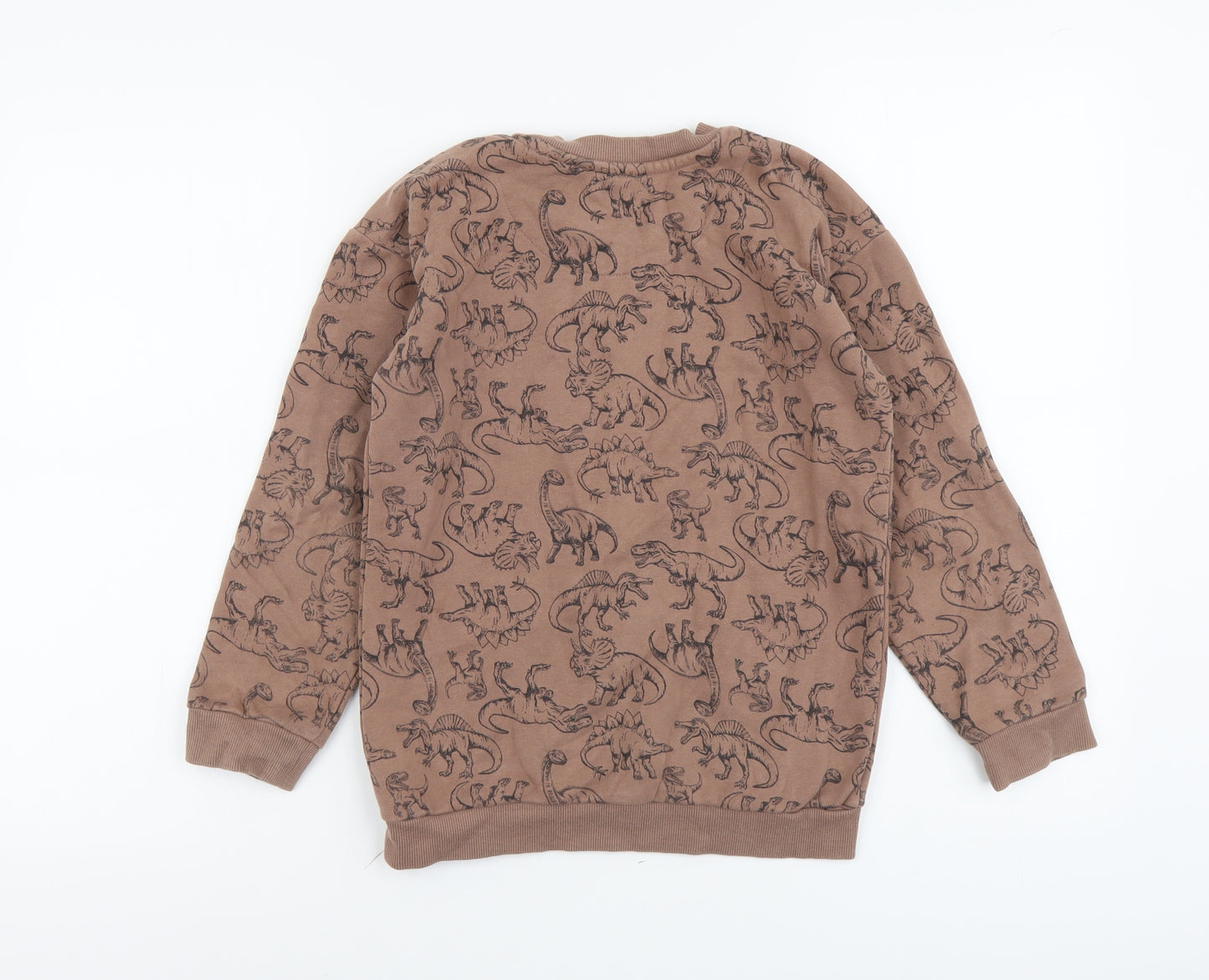 Nutmeg Boys Brown Geometric Cotton Pullover Sweatshirt Size 9-10 Years Pullover - Dinosaur