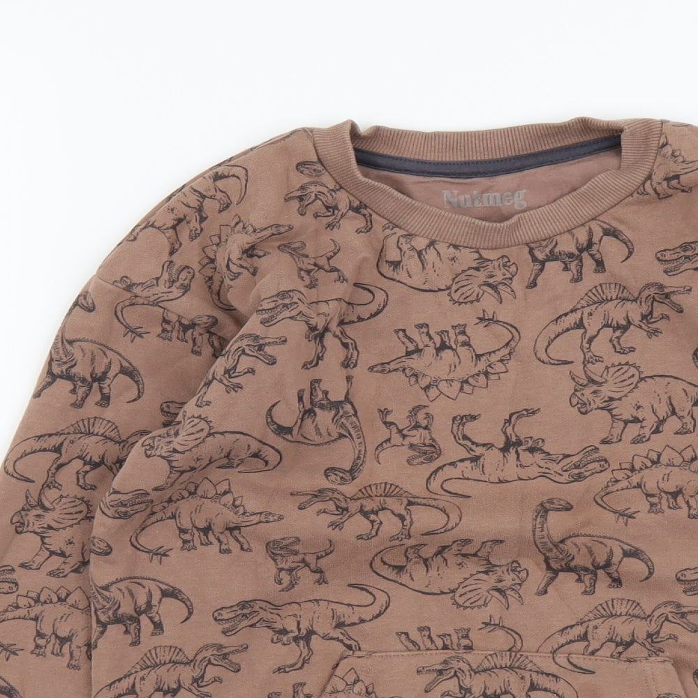 Nutmeg Boys Brown Geometric Cotton Pullover Sweatshirt Size 9-10 Years Pullover - Dinosaur