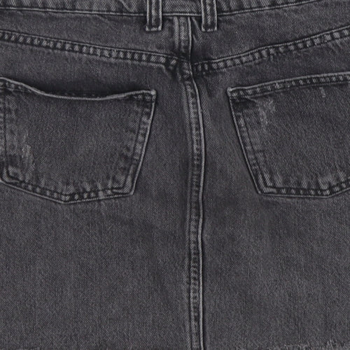 Topshop Womens Grey Cotton Straight & Pencil Skirt Size 8 Button