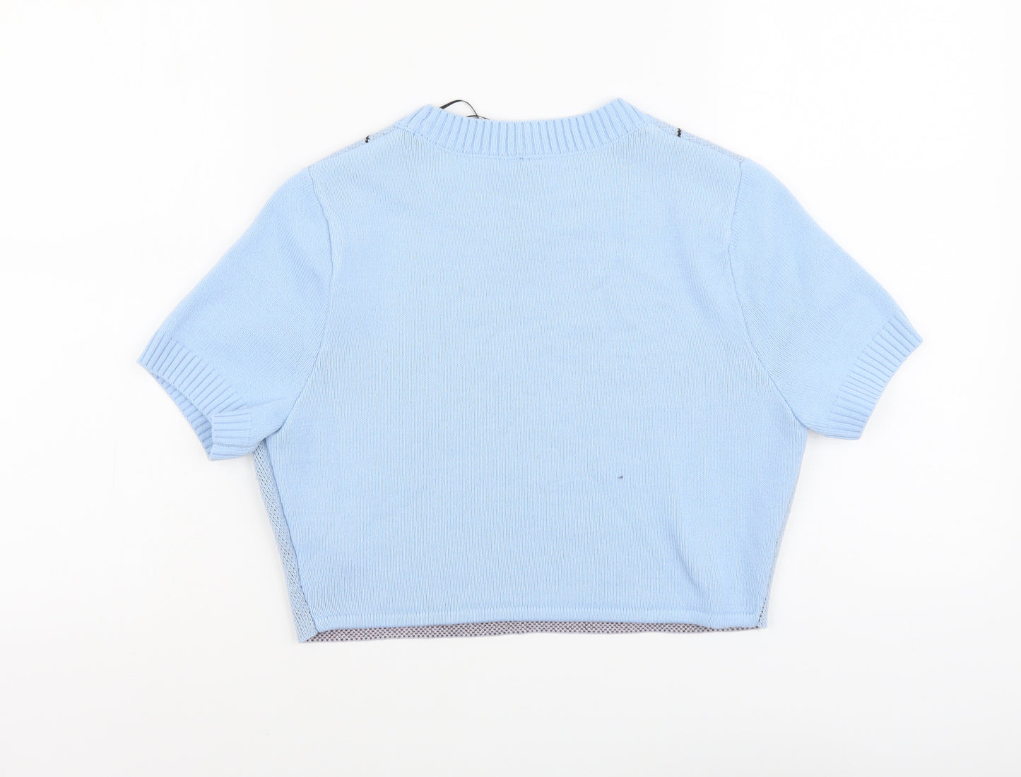 H&M Womens Blue Round Neck Argyle/Diamond Acrylic Pullover Jumper Size M