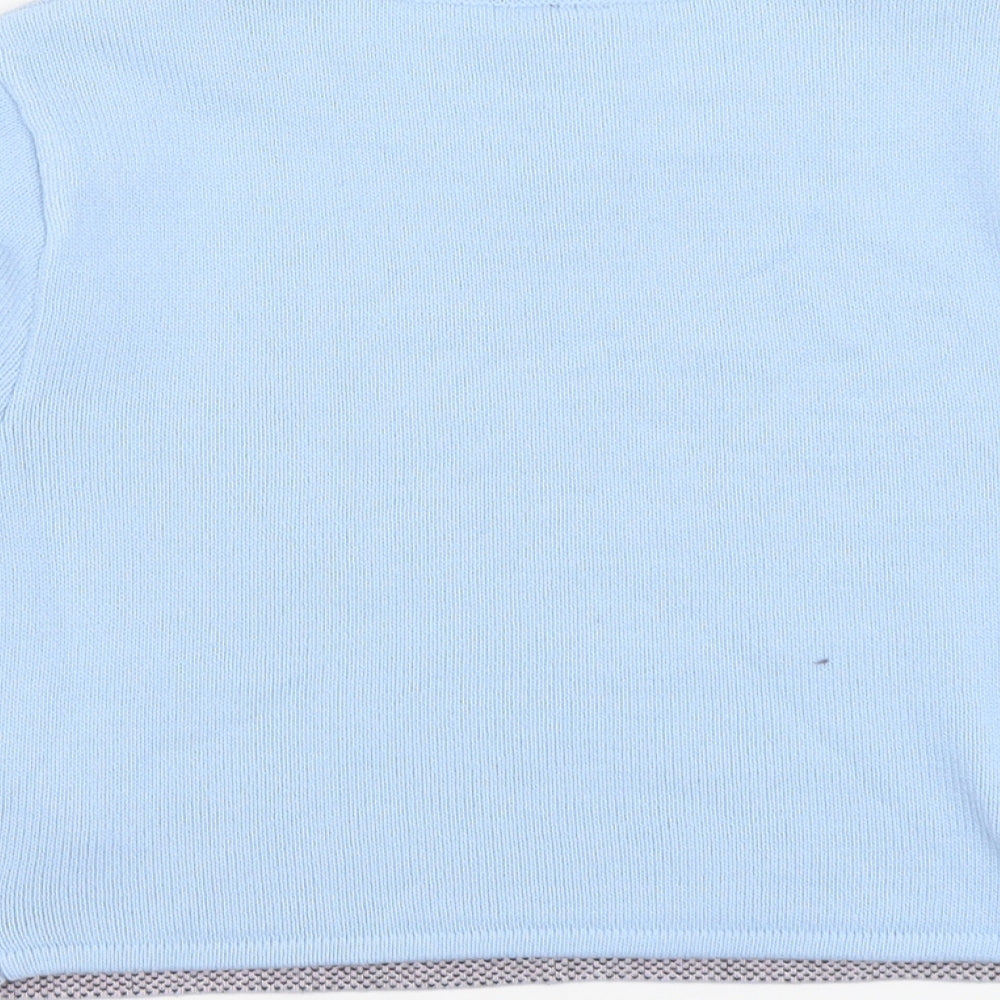 H&M Womens Blue Round Neck Argyle/Diamond Acrylic Pullover Jumper Size M