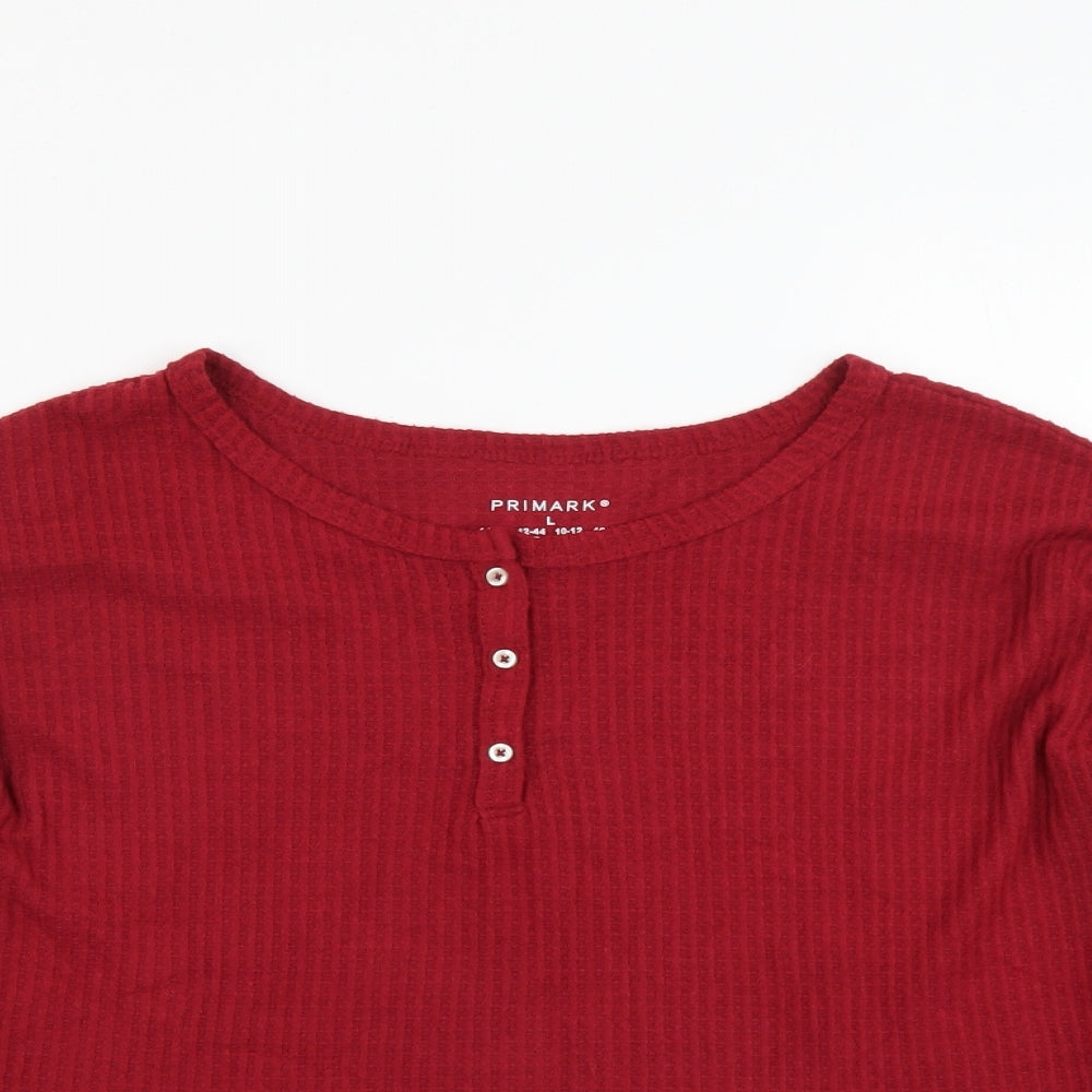 Primark Womens Red Polyester Cropped Blouse Size 14 Boat Neck