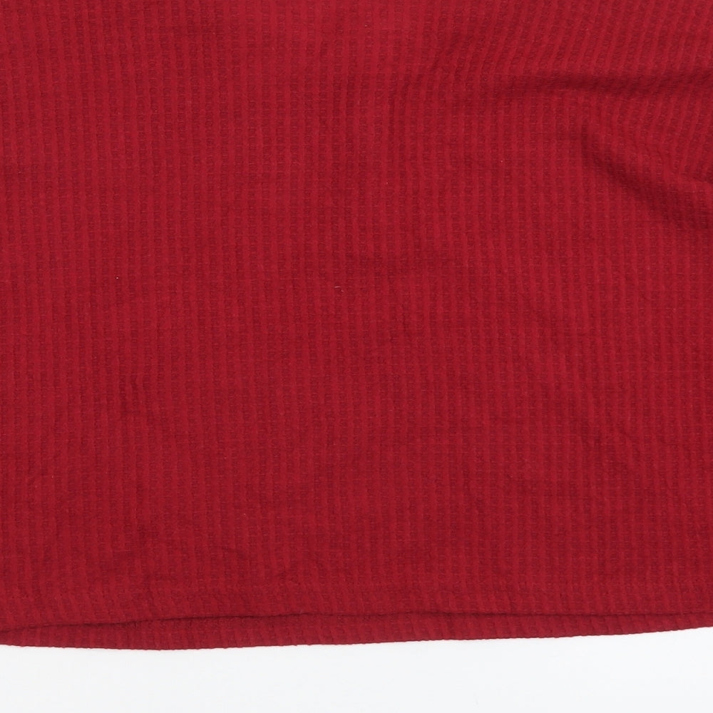 Primark Womens Red Polyester Cropped Blouse Size 14 Boat Neck